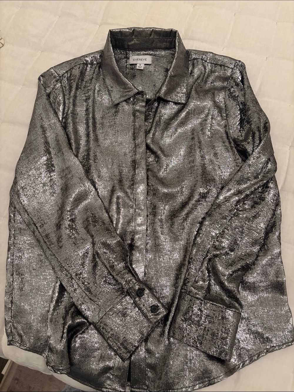 Express Metallic Silver Button-Down Shirt